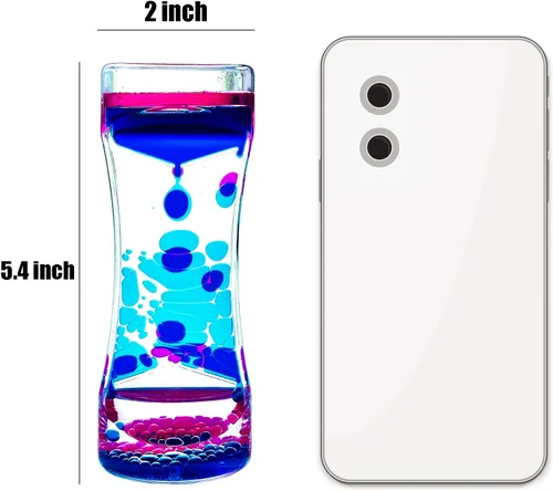Vista 3 de Paquete de 6 burbujas de movimiento líquido para niños y adultos, paquete de 6 grandes burbujas líquidas, serie arcoíris, temporizador, sensorial