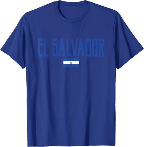 Vista 20 de Camiseta de texto azul con bandera de El Salvador, Negro, S