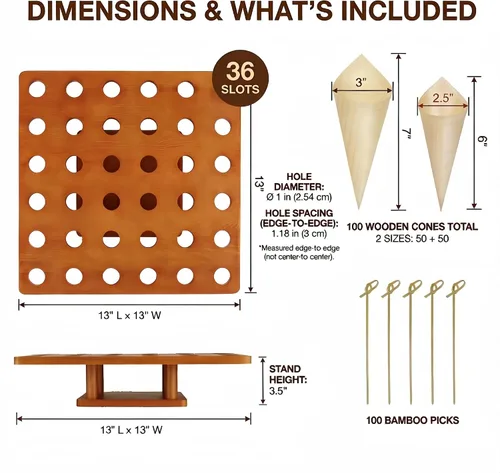 Vista 4 de Relaxing Garden Soporte de madera para cono de alimentos, 36 ranuras, 100