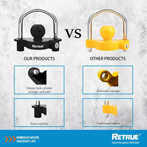 Vista 3 de RETRUE Cerradura de Acoplador Universal Candados para Remolque Candados de Enganche de Bola Cerradura de Enganche de Remolque Ajustable de Seguridad