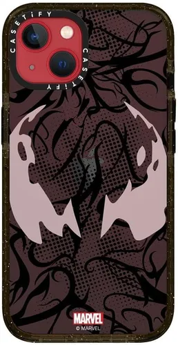 Vista 6 de CASETiFY Impact - Funda para iPhone 13 [Spider-Man Co-Lab / protección contra caídas de 6.6 pies] - Máscara Venom - Negro transparente Spider Man