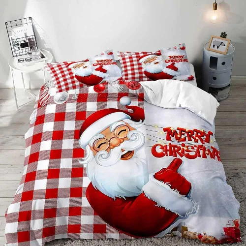 Vista 41 de LUVIVIHOME 2 piezas de funda de edredón de Navidad, juego de ropa de cama individual, ropa de cama rústica de cabaña, colcha de Navidad y Día