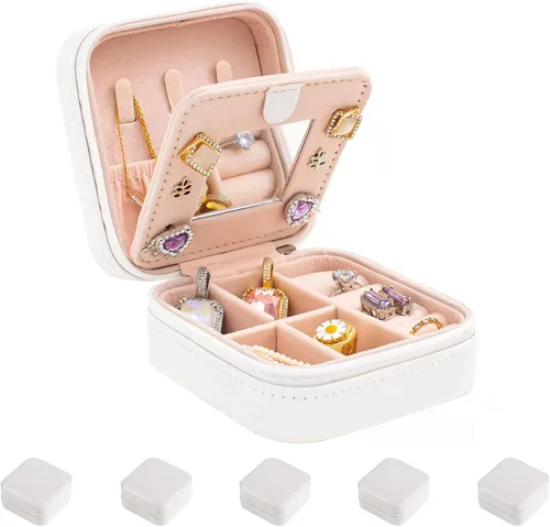 Vista 9 de KElofoN Estuche de viaje para joyas Caja de viaje para joyas Organizador de joyas de viaje Pequeño estuche organizador de joyas para niñas y mujeres