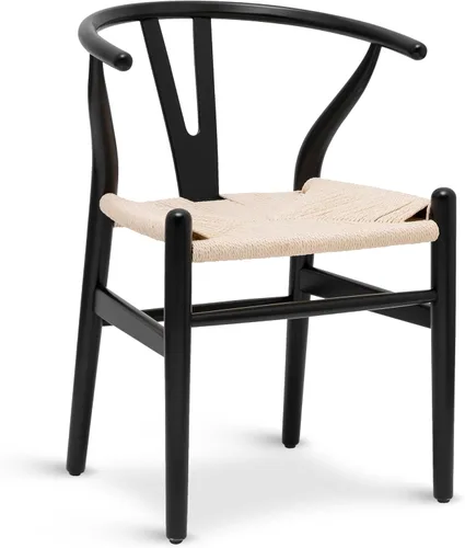 Vista 13 de Poly & BARK Weave Sillas de Comedor – Sillas de Comedor Wishbone Modernas de Mediados de Siglo con Brazos, Marco de Madera Maciza, Uso en Interiores