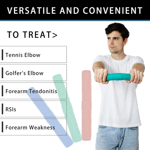 Vista 4 de Barra de terapia flexible para terapia física, barra de resistencia alivia el dolor de tendinitis, barra de terapia de mano para codo de tenis, codo
