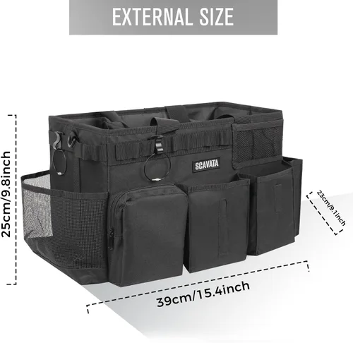 Vista 6 de SCAVATA Bolsa de aseo portátil, organizador de suministros con asa y correas para el hombro para amas de casa, organizador de herramientas