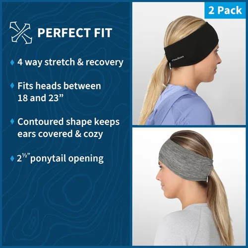 Vista 16 de TrailHeads - Diadema para mujer, diseño de cola de caballo, con banda para la oreja que absorbe la humedad, ideal para correr