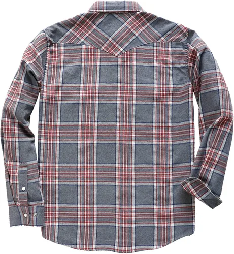 Vista 2 de Dubinik Camisa de franela para hombre, estilo vaquero occidental, con botones y perlas, para hombre, manga larga, vintage, a cuadros