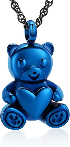 Vista 9 de shajwo Collar de Urna de Cremación de Oso de Peluche Joyería de Cenizas para Hombres y Mujeres Urna Conmemorativa de Corazón Reliquia Medallón