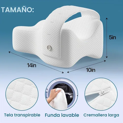 Vista 5 de Almohada de rodilla para dormir de lado, almohada grande y cómoda de espuma viscoelástica para dormir de lado, correa ajustable, almohada