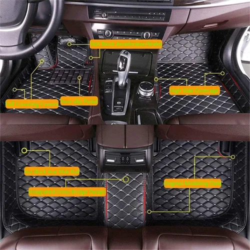 Vista 2 de Las alfombrillas de automóvil personalizadas son adecuadas para Peugeot 3008/2013-2019 años, forro impermeable, juego completo de suelos respetuosos