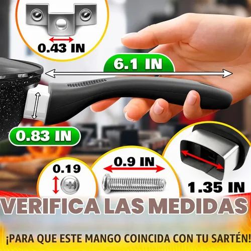 Vista 2 de Reemplazo de mango de olla – 6.1 pulgadas de baquelita de repuesto con tornillo de metal, montaje cuadrado de un solo tornillo, agarre