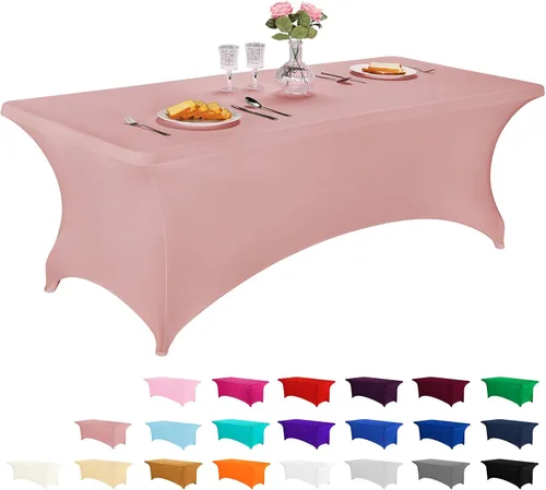Vista 16 de LZY Cubierta de Mesa Elástica Ajustable de Spandex para Mesa Plegable de 6 pies, 4 pies o 8 pies, Mantel de Cóctel Rectangular, Perfecto para Champn