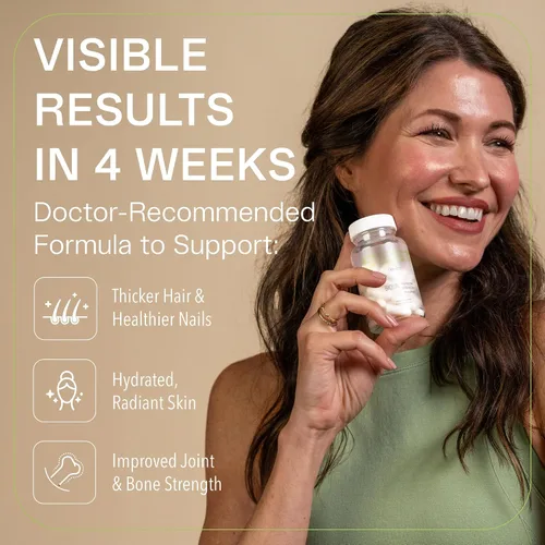 Vista 3 de BEST Biotin Collagen Keratin Supplement – Biotina para el crecimiento del cabello – Perimenopausia y menopausia – Mejora la hidratación de la piel