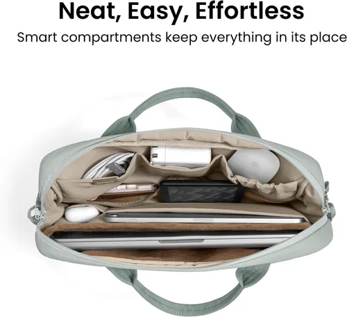 Vista 4 de tomtoc 13-16 Inch Protective Puffy Laptop Carrying Bag for Women, Lightweight Work Laptop Briefcase Fits Macbook Air/Pro/Neo