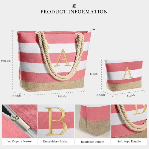 Vista 15 de YOOLIFE Bolsas de playa para mujer, bolsa de lona de viaje, bolsa impermeable para piscina, artículos esenciales de viaje, regalos para mujeres