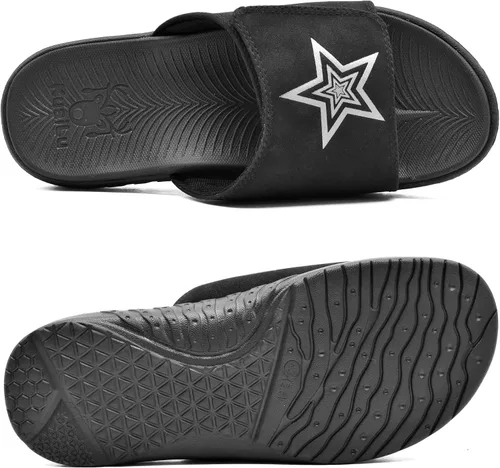 Vista 8 de KuaiLu Sandalias deportivas para hombre con cojín suave y soporte de arco para fascitis plantar, puntera abierta, ajustables, para interiores