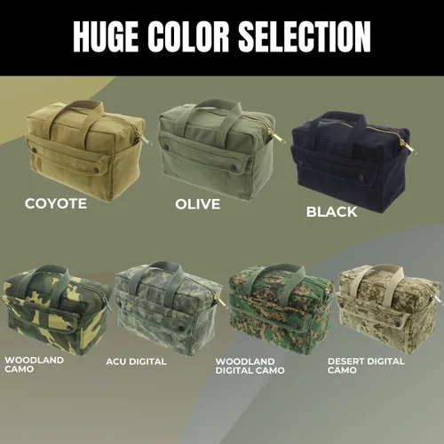Vista 6 de Bolsa de herramientas de lienzo resistente, bolsa de transporte de campo militar, bolsa de almacenamiento de suministro de propósito general