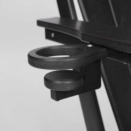 Vista 6 de Silla Adirondack plegable con soporte para tazas, silla de exterior de HDPE resistente a la intemperie, silla de césped de grano de madera para Negro