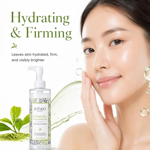 Vista 6 de KITAO - Exfoliante facial orgánico Matcha para piel seca, exfoliante facial para piel sensible, gel exfoliante facial para mujeres, removedor