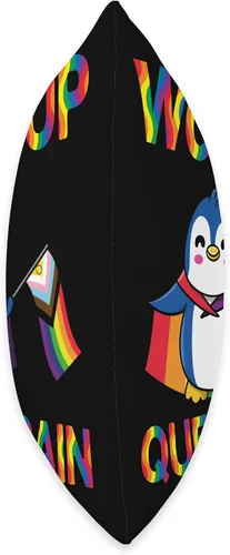 Vista 2 de Rainbow Flag, Proud Penguin, Rainbow Penguin Woke, Diversity, Queer Penguin, Lgbtqueer Throw Pillow, 16x16, Multicolor