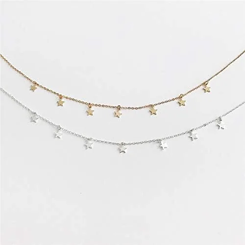 Vista 7 de Frodete Gargantilla de estrella dorada para mujer, bonito collar para adolescentes y niñas, collar de estrella de moda, gargantilla ajustable