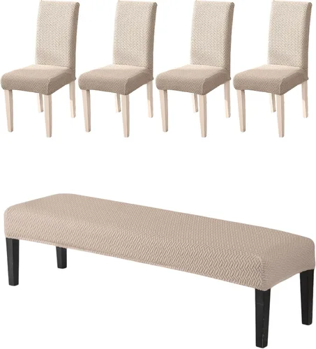 Vista 17 de CRFATOP 4 Piezas de Fundas Elásticas para Silla de Comedor con Funda para Banco Fundas Impresas para Silla de Comedor Fundas para Cojín de Asiento