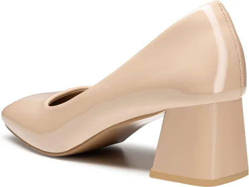 Vista 3 de Heel The World Zapatos de tacón bajo y grueso para mujer, zapatos de vestir de charol con punta cuadrada para fiesta, oficina