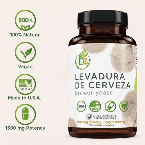 Vista 6 de Levadura de Cerveza (Cápsula de levadura de cerveza) – 1500 mg por porción, 90 cápsulas vegetales – 100% natural, fabricado en Estados Unidos