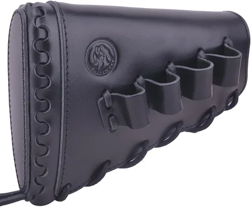 Vista 23 de Almohadilla de cuero para mejilla de culata cosida a mano para rifle 38/357 45-70 308 .22LR 12GA Mano zurda - Negro