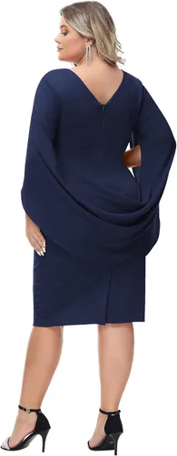 Vista 2 de Hanna Nikole Vestidos de gasa para mujer, talla grande, con volantes, estilo midi, bodycon