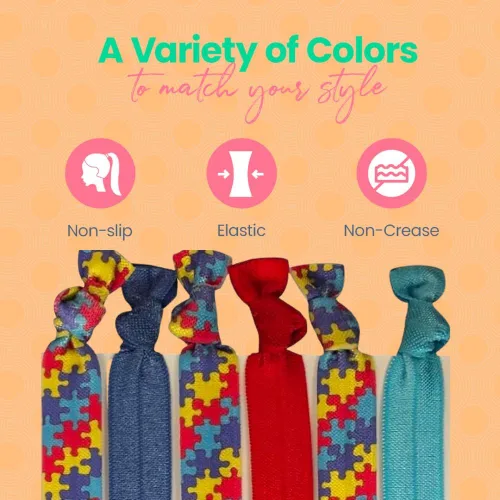 Vista 3 de Lazos para el cabello con conciencia sobre el autismo de Infinity Collection