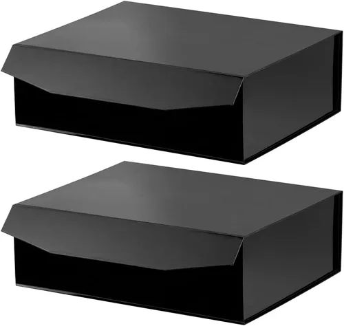 Vista 50 de 1 paquete de caja de regalo negra con tapas, pequeña de 12 x 8 x 2.7 pulgadas, cajas de regalo para ropa, cajas de regalo para camisas con cinta