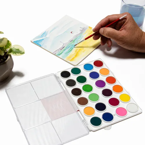 Vista 5 de Hello, Artist! Juego de pastel de acuarela con pinceles, ideal para principiantes, estudiantes y artistas conscientes del valor, a base de agua