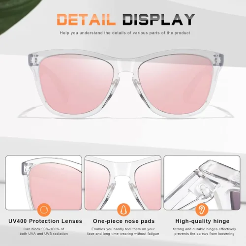 Vista 3 de Gafas de sol polarizadas para mujer y hombre, estilo clásico retro, diseño moderno con espejo