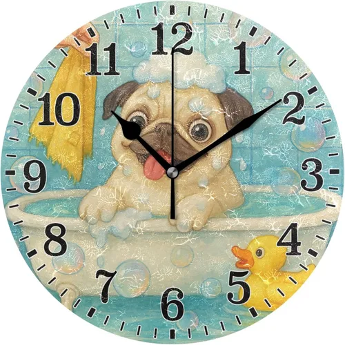 Vista 65 de JUNZAN Reloj de bañera con vino romántico espumoso y velas, reloj de pared silencioso de 10 pulgadas, pequeño reloj redondo, decoración de cocina