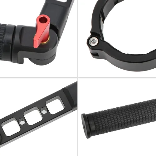 Vista 8 de Mango de metal - Montaje en el cuello - Soporte de brazo de extensión - Estabilizador de ángulo ajustable - Agarre de mango de cámara - para grúa 2S