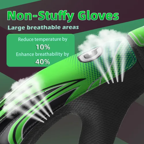 Vista 13 de Guantes de portero de fútbol para jóvenes y niños, guantes de portero con palmas de súper agarre, guantes de fútbol antideslizantes, protección