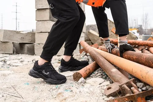 Vista 4 de Zapatos de punta de acero para hombres y mujeres, ligeros, indestructibles, a prueba de pinchazos, cómodos zapatos de seguridad para uso industrial