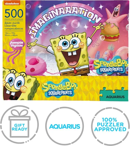 Vista 7 de Aquarius Rompecabezas de 500 piezas de Bob Esponja, collage de imaginación de Nickelodeon, 14 x 19 pulgadas, regalo de mercancía coleccionable