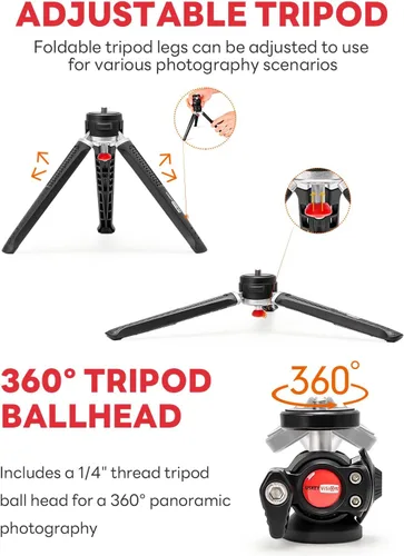 Vista 2 de Kit de vlogging para teléfono inteligente con micrófono de metal y luz (V-Master) For iPhone & Android,w/ Metal Cardioid Microphone,Flexible Grip