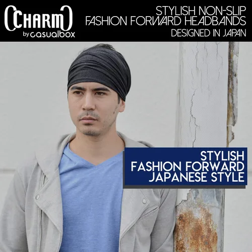 Vista 7 de CHARM Casualbox - Diadema estilo japonés, banda para el cabello para hombre