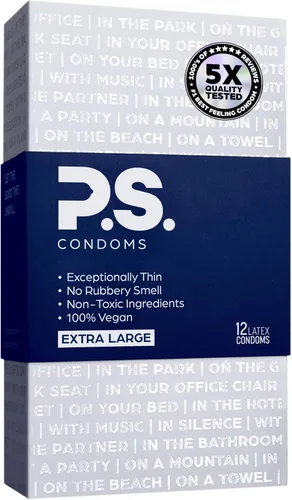 Vista 12 de PS Preservativos de látex excepcionalmente finos para hombres, inodoros y 100% veganos, condón lubricado ultrafino, 40% más delgado y transparente