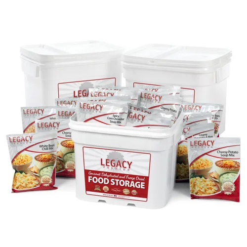 Vista 12 de Almacenamiento de alimentos de supervivencia, 60 porciones grandes, surtido de comidas liofilizadas, 18 libras, kit de suministro de preparación