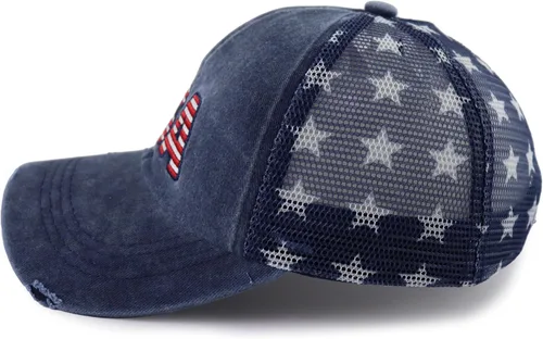 Vista 33 de Gorra de béisbol con la bandera estadounidense para mujer, divertida gorra de béisbol bordada y desgastada ajustable