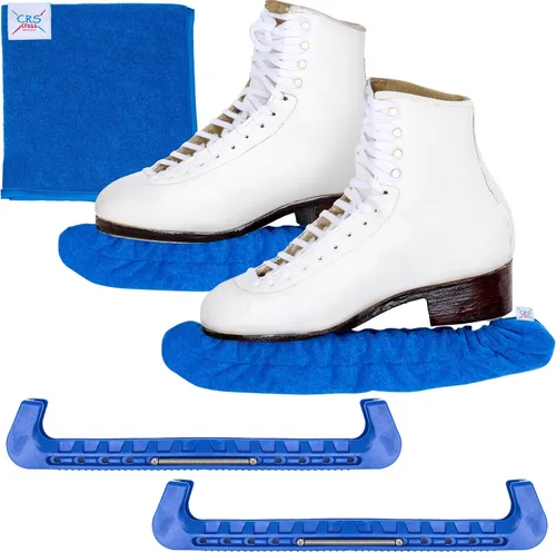 Vista 19 de CRS Cross - Juego de regalo de protectores de patines sobre hielo, guardas de tela y toallas, cubiertas suaves para cuchillas de patinaje artístico