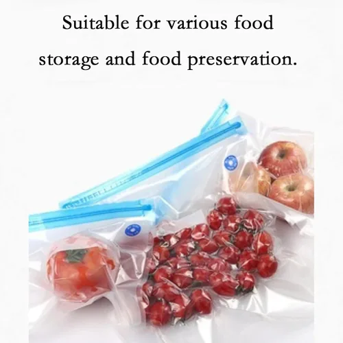 Vista 2 de 20 bolsas de alimentos reutilizables de 10.3 x 11 pulgadas con cremallera transparente al vacío sellada de doble capa con válvula de aire