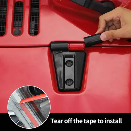 Vista 5 de Hoolcar Bisagra de puerta del capó del motor, bisagra de la puerta trasera, cubierta de bisagra de puerta de ABS, accesorios para exteriores Negro