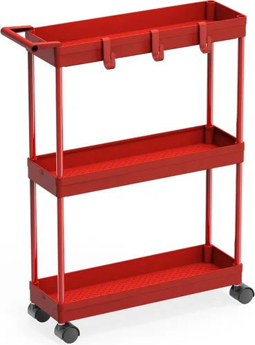 Vista 11 de Simple Houseware Carrito de almacenamiento delgado/estrecho de 3 niveles con asa, 5.5 pulgadas de ancho x 26.5 pulgadas de alto, organizador rodante