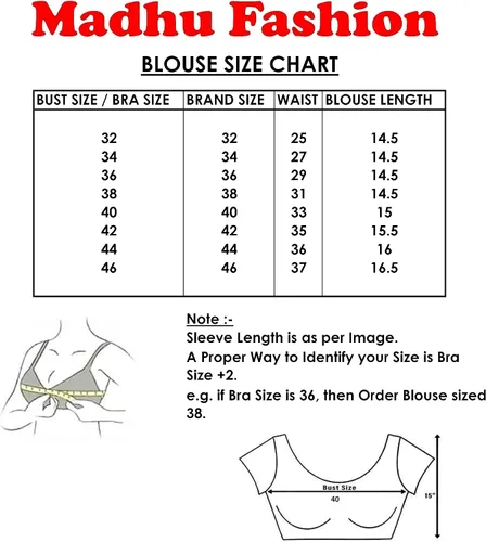 Vista 5 de Madhu Fashion Blusa de sari de brocado con mangas hasta el codo para mujer